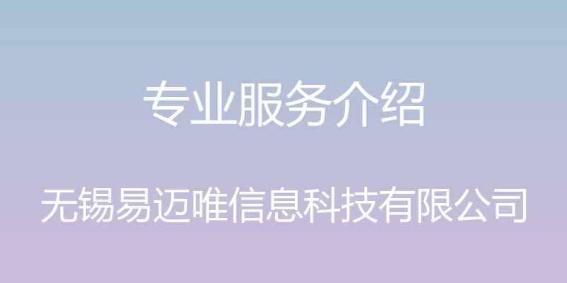 专业服务介绍 - 无锡易迈唯信息科技有限公司